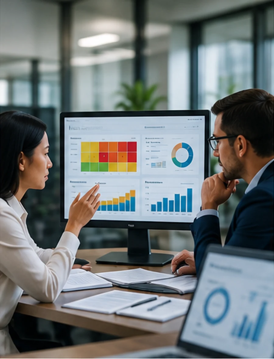 Professionals reviewing IT control and risk information